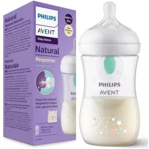 AVENT Natural Response AirFree 3-6 luni, biberon din plastic cu tetină din silicon Flow 3 260ml