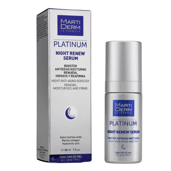 Ser de noapte regenerant cu alfa hidroxi acizi si acid hialuronic Night Renew, Platinum, Martiderm | 30 ml — preț și oferte