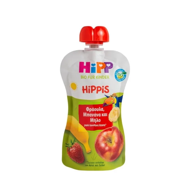HIPP Bio HiPPis Budincă de fructe cu căpșuni, banane și mere De la 12 luni 100g — preț și oferte
