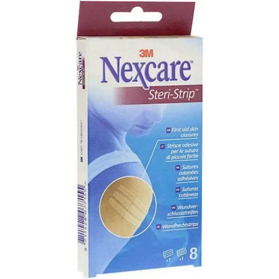 NEXCARE Bandă autoadezivă convergentă pentru piele 3 x R1541 (6mm x 75mm) & 5 x R1540 (3mm x 75mm), 8 bucăți — preț și oferte