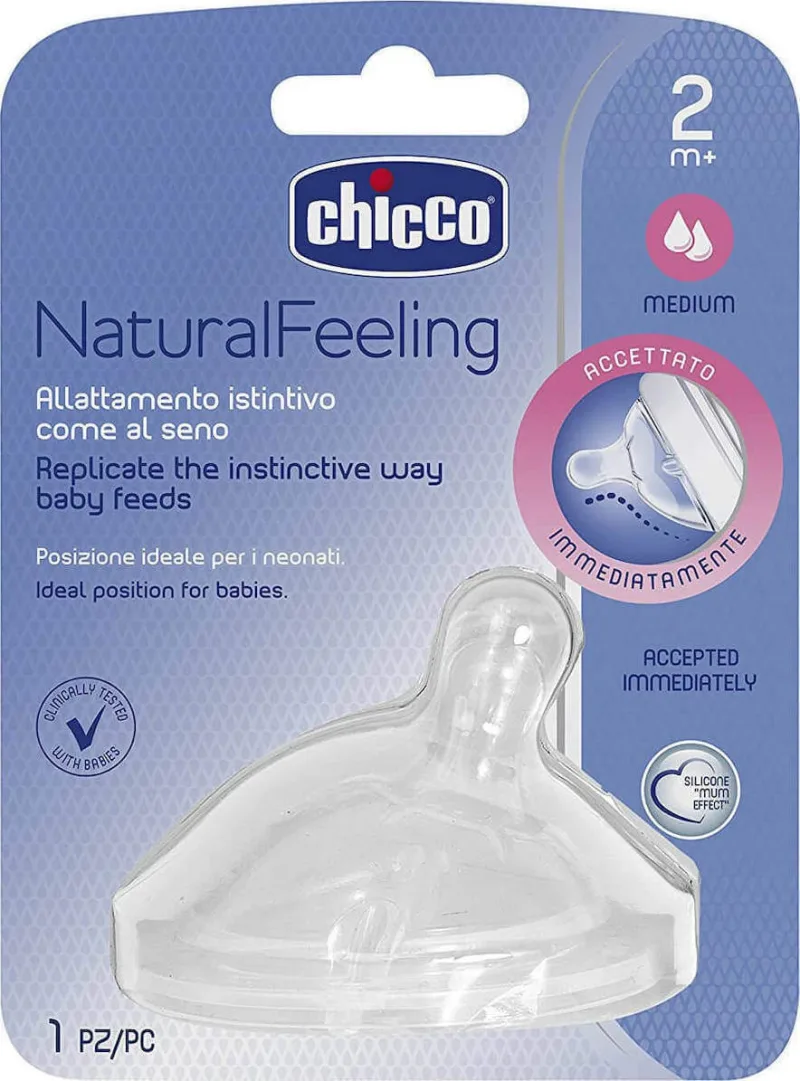Chicco Natural Feeling Medium Flow Silicon Nipple 2m+ 1 bucată 08102310 — preț și oferte