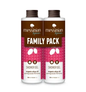 Messinian Spa | Promo Gel de duș Organic Ulei de măsline Rodie & Ulei de măsline Rodie &amp; Miere | 2x300ml