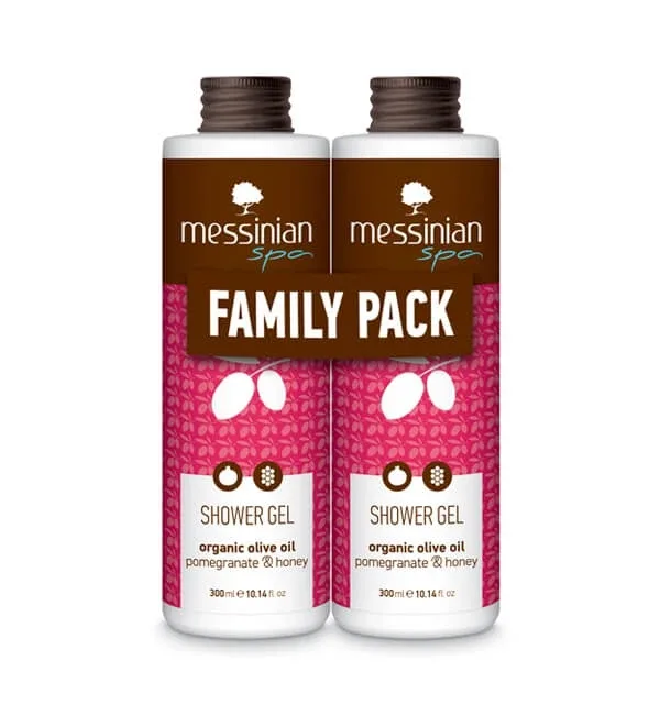Messinian Spa | Promo Gel de duș Organic Ulei de măsline Rodie & Ulei de măsline Rodie &amp; Miere | 2x300ml — preț și oferte