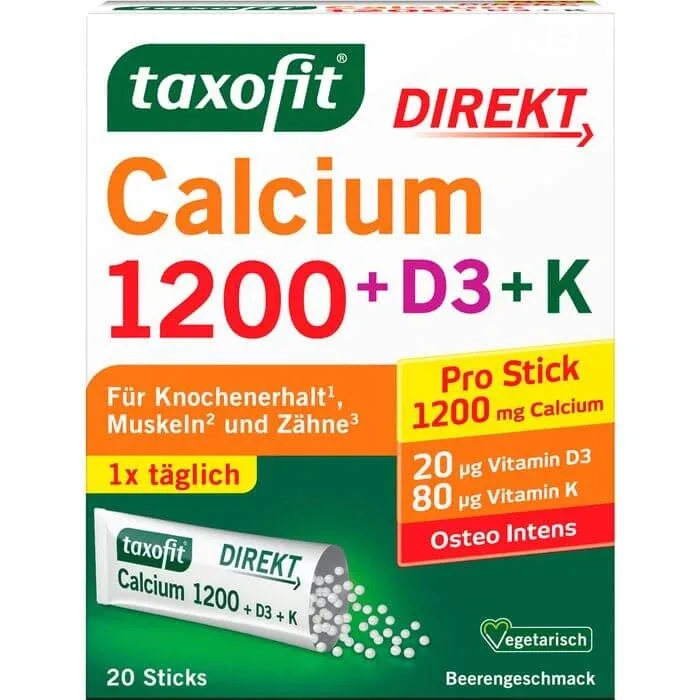 TAXOFIT Calcium 1200+D3+K Direct Sticks 20 buc. — preț și oferte