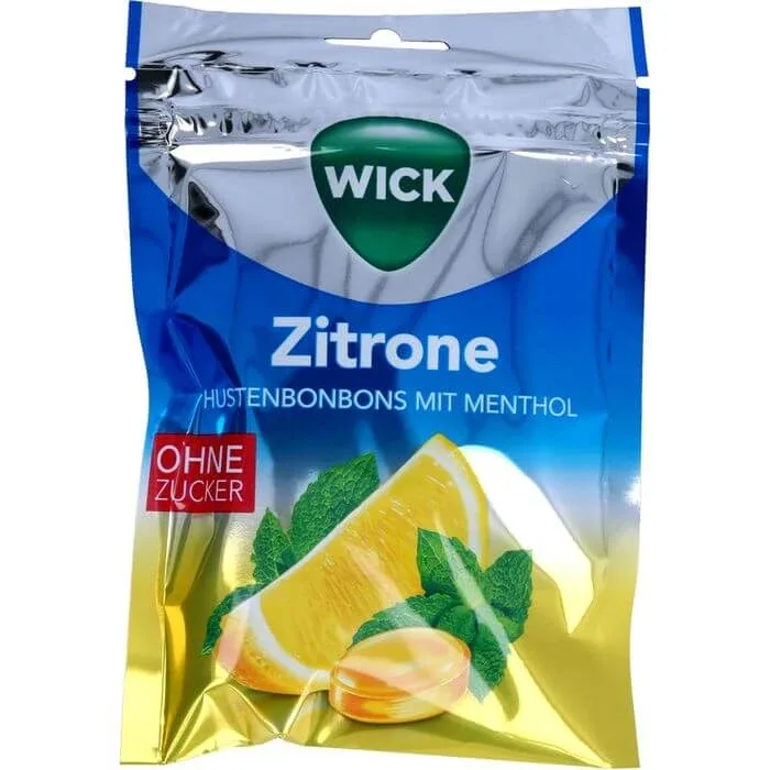 WICK Pastiluțe cu lămâie și mentol natural fără zahăr în plic 72 g — preț și oferte