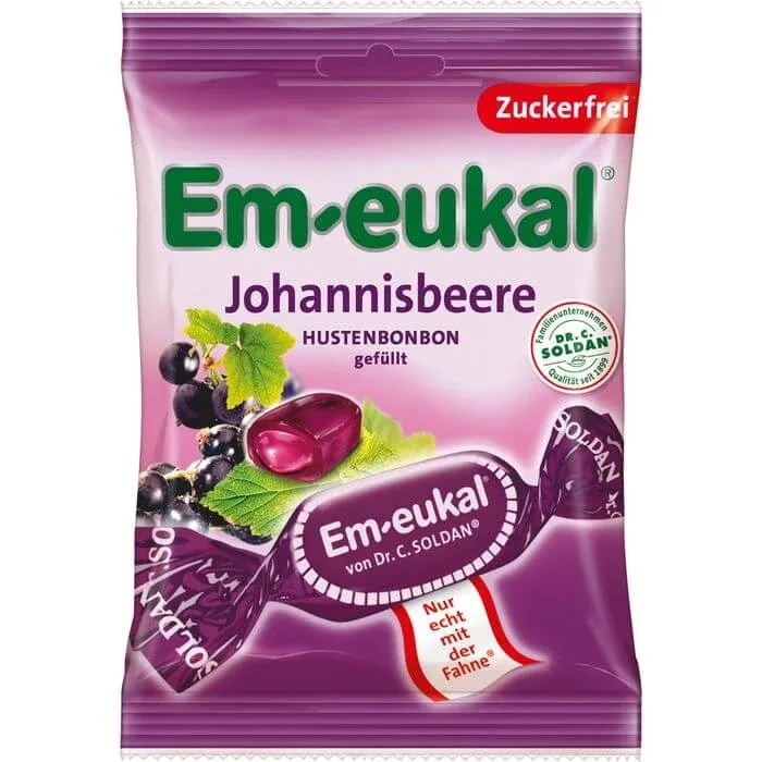 Bomboane EM-EUKAL cu umplutură de coacăze negre, îndulcite cu zahăr 75 g — preț și oferte