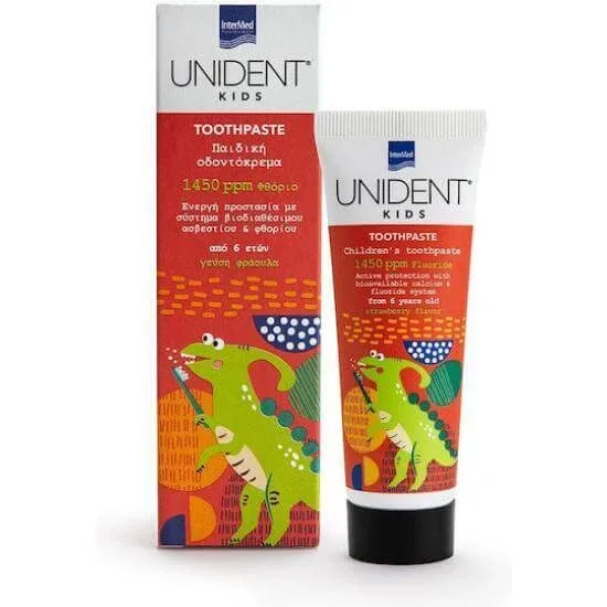 UNIDENT Kids pastă de dinți 1450ppm pastă de dinți cu căpșuni, de la 6+ ani 50ml — preț și oferte