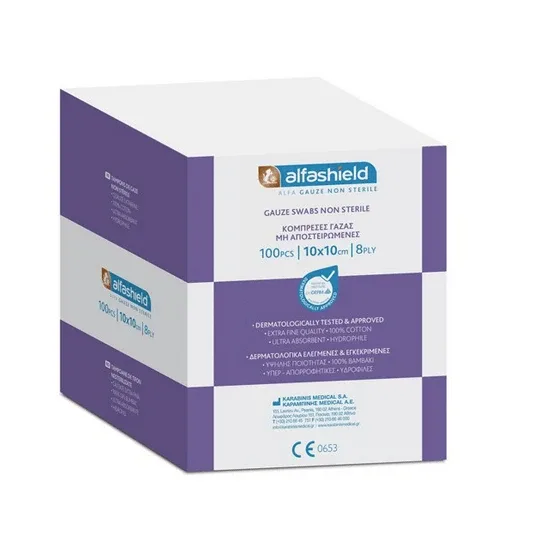 ALFASHIELD tifon simplu nesteril 10x10cm 8pli 100 bucăți — preț și oferte