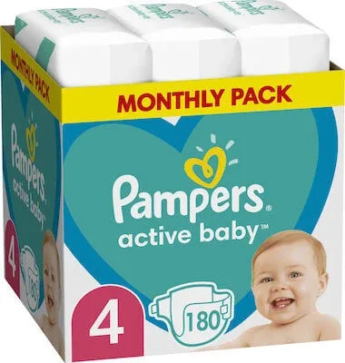 PAMPERS Active Baby Pachet lunar nr. 4 9-14 kg Scutece pentru copii 180 bucăți — preț și oferte