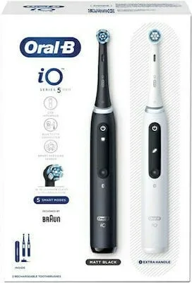 Periuța de dinți electrică ORAL B IO Series 5 Duo Pack cu senzor de presiune și geantă de călătorie Alb și negru — preț și oferte