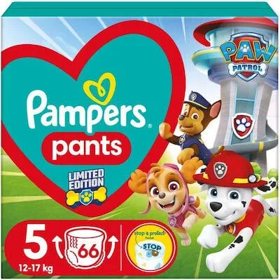 PAMPERS Pantaloni Paw Patrol Pantaloni No. 5 Pentru 12-17kg 66 Bucăți — preț și oferte