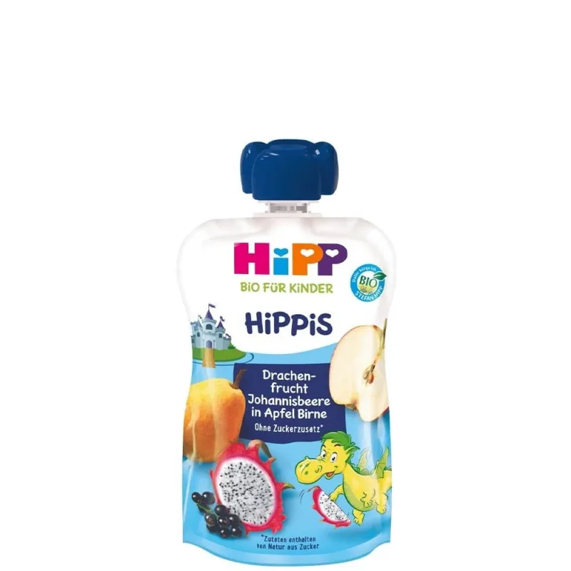 HIPP Bio HiPPis Budincă de fructe cu mere, pere, fructe dragon și coacăze De la 12 luni 100g — preț și oferte