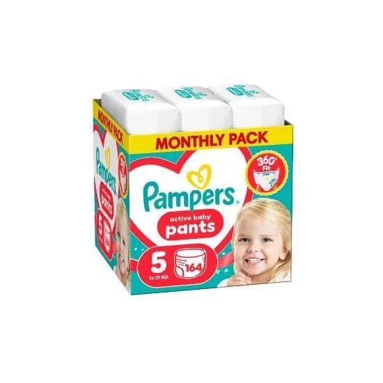 PAMPERS Active Baby Pants Scutece Pull-on Scutece nr.5 11-17kg 164 bucăți MSB — preț și oferte