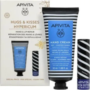 APIVITA Promo Hugs & Kisses Hypericum Cremă de mâini hidratantă cu ceară de albine 50ml & Lipcare Cocoa Butter SPF20 4.4gr
