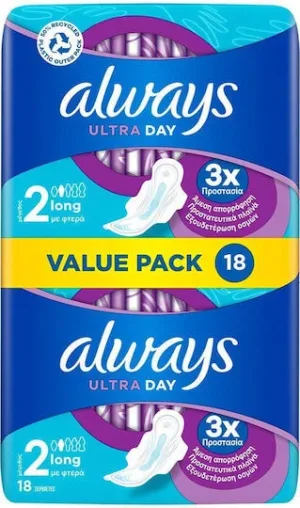 ALWAYS Ultra Pads Long Plus cu aripi mărimea 2, 18 bucăți