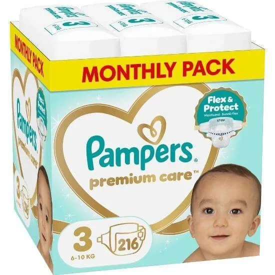 PAMPERS Scutece pentru copii Premium Care No3 6-10kg 216 bucăți MSB — preț și oferte