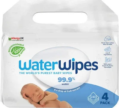Șervețele WATER Wipes Bio 100% Biodegradabil Șervețele inodor cu 99,9% apă, 4x60 (240) bucăți — preț și oferte