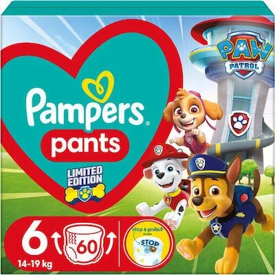PAMPERS Pantaloni Paw Patrol Pantaloni No.6 Pentru 14-19kg 60 Bucăți — preț și oferte