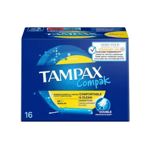 TAMPAX Compak Tampoane regulate cu aplicator pentru flux regulat 16 bucăți