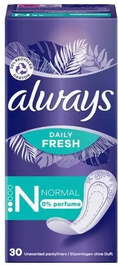 ALWAYS Daily Fresh Parfum Normal 0% 30 de servețele — preț și oferte