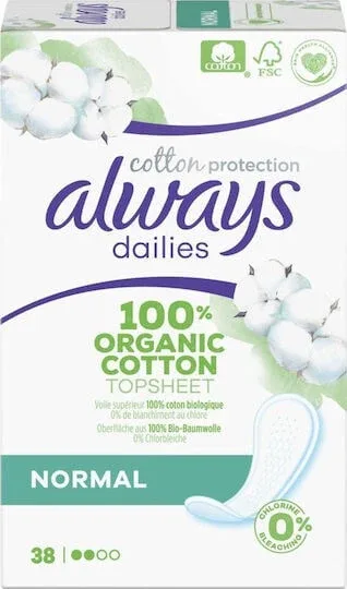 ALWAYS Dailies Cotton Protection Pantyliners Normal 38 bucăți — preț și oferte