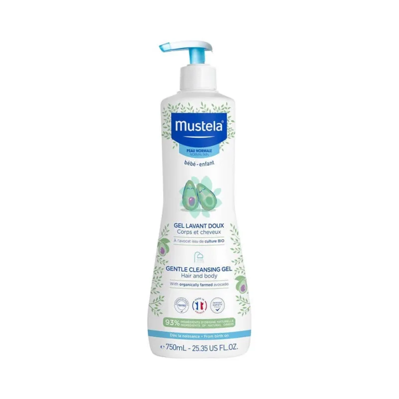 MUSTELA Gentle Cleansing Gel Gel spumant delicat pentru corp și păr cu avocado organic 750ml — preț și oferte