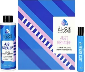Set cadou ALOE COLORS Just Breathe 2024 Eau De Toilette Parfum pentru femei 10ml & Just Breathe Milky Lotion 150ml