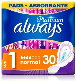 Șervețele sanitare ALWAYS Ultra Platinum Normal cu aripioare nr. 1, 30 bucăți