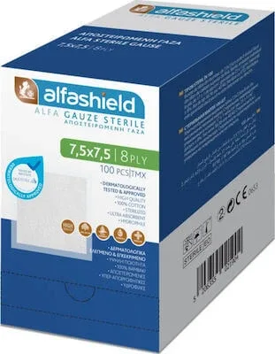 ALFASHIED tifon steril 7.5 x 7.5 8pli 100 bucăți — preț și oferte