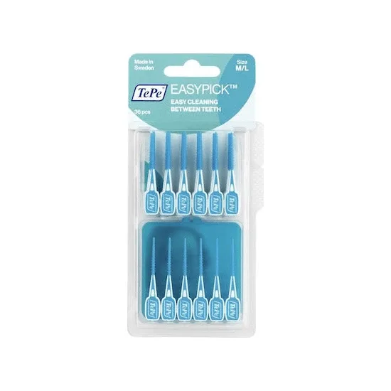 TEPE EasyPick Scobitoare elastică ranforsată dimensiune M/L (albastru) x36 bucăți și cutie de călătorie — preț și oferte