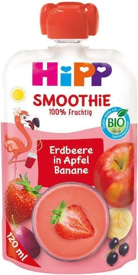 HIPP Smoothie organic căpșuni, mere și banane 120ml — preț și oferte