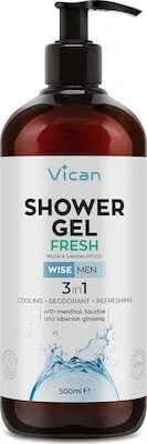 WISE Men Gel de duș 3in1 Gel de duș proaspăt pentru bărbați cu parfum de lemn de santal și mosc pentru prospețime, 500ml — preț și oferte