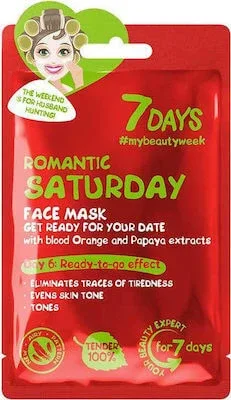7DAYS Romantic Saturday Sheet Mask Mască de strălucire pentru pielea ternă cu Sanguine & Papaya, 28g — preț și oferte