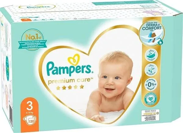 PAMPERS Scutece pentru copii Premium Care No.3 6-10Kg 120 bucăți Mega Pack — preț și oferte