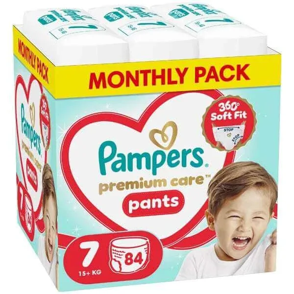 PAMPERS Pantaloni Premium Pantaloni pentru scutece nr.7 15+ kg 84 bucăți MSB — preț și oferte