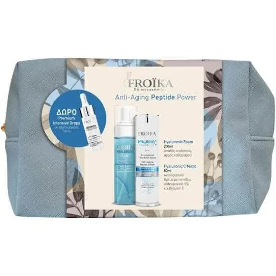 FROIKA Promo Anti-Aging Peptide Power Hyaluronic C Micro Face Cream 50ml & Cleansing Foam 200ml & Anti-Aging Serum 10ml — preț și oferte
