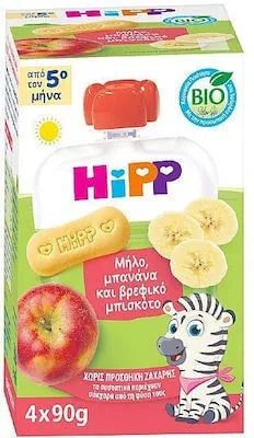 HIPP Bio Bio Budincă de fructe Apple Banana & Baby Biscuit din luna a 5-a 4x90g — preț și oferte