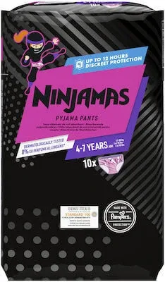 PAMPERS Ninjamas Pantaloni pijama Pantaloni pentru fete 4-7 ani (17-30kg) 10 bucăți — preț și oferte