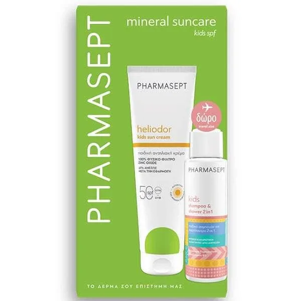 PHARMASEPT Promo Mineral Suncare Kids Heliodor Sun Cream SPF50 Kids Sunscreen, 150ml & Promo Kids Shampoo & Shower 2in1 Kids Shampoo & Shampoo, 100ml — preț și oferte