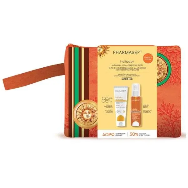 PHARMASEPT Promo Heliodor Face Sun Cream SPF50 Protecție solară pentru față 50ml, Bronzing Dry Oil Ulei uscat pentru îmbunătățirea bronzului natural, 100ml și cutie cadou — preț și oferte