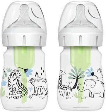 DR BROWN'S Plastic Anti-Colic Jungle Bottle cu gât lat 2 bucăți 150ml WB 52014 — preț și oferte