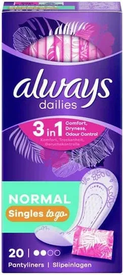 ALWAYS Dailies Singles Normal Individual Pocket Pantyliners În ambalaj individual 20 bucăți — preț și oferte