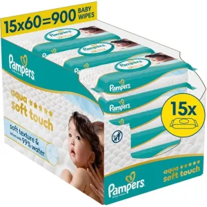 Șervețele PAMPERS Baby Aqua Soft Touch (15 pachete de 60 bucăți) 900 bucăți