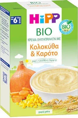 HIPP Bio Cremă de cereale cu dovleac și morcov fără lapte din luna a 6-a 200gr — preț și oferte