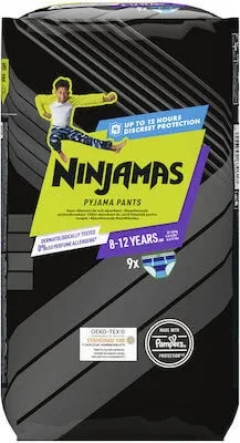 PAMPERS Ninjamas Pantaloni pijama Pantaloni pentru băieți 8-12 ani (27-43kg) 9 bucăți — preț și oferte