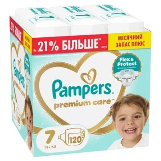 PAMPERS Scutece pentru copii Premium Care No.7 15+kg 120 bucăți MSB — preț și oferte