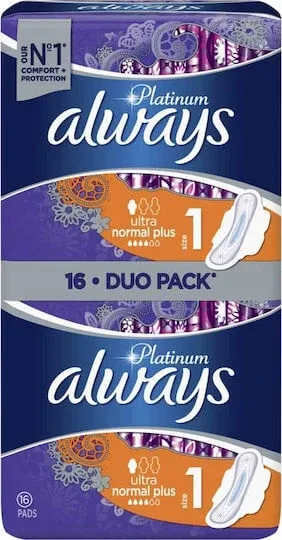 ALWAYS Platinum Comfort & Protection Ultra Normal Plus Pads cu aripi pentru flux normal mărimea 1, 16 bucăți — preț și oferte