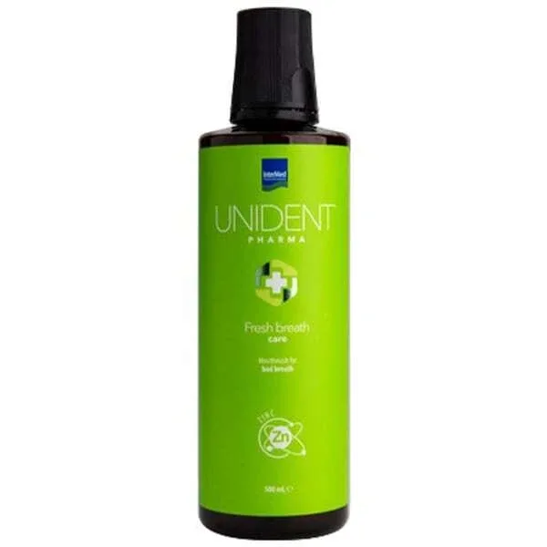 UNIDENT Pharma Apă de gură Respirație proaspătă Apă de gură împotriva mirosului, 500ml — preț și oferte