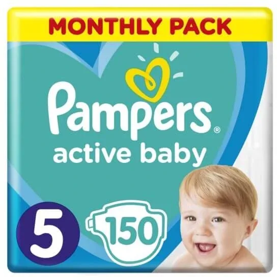 PAMPERS Scutece pentru copii Active Baby No.5 11-16Kgr 150 bucăți Pachet lunar — preț și oferte