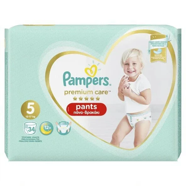 PAMPERS Baby Pants Premium Pants No.5 12-17Kgr 34 bucăți Jumbo Pack — preț și oferte